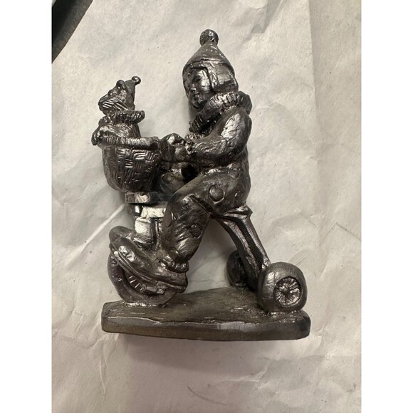 Michael Ricker Pewter Tricycle Clown Figurine With Cat - Picture 1 of 9